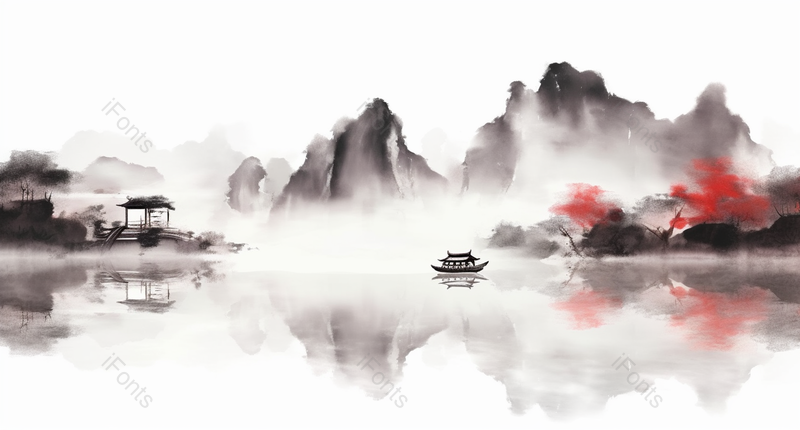 新中式水墨山水画氛围感背景图,插画/手绘图,插画/手绘图库,插画/手绘图下载,插画/手绘